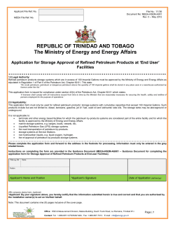 Application for Storage Approval of Refined Petroleum Products at