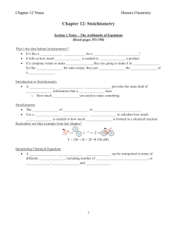 Chapter 12: Stoichiometry