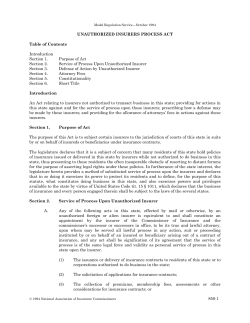 850-1 UNAUTHORIZED INSURERS PROCESS ACT Table of