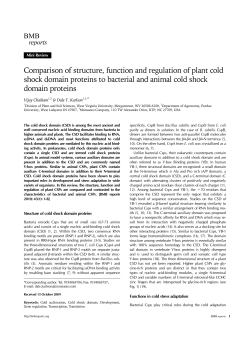 Comparison of structure, function and regulation of plant cold shock