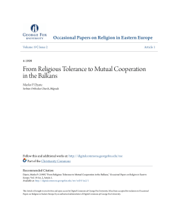 From Religious Tolerance to Mutual Cooperation in the Balkans