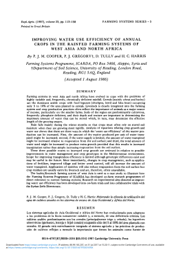 Improving Water use Efficiency of Annual Crops in the Rainfed