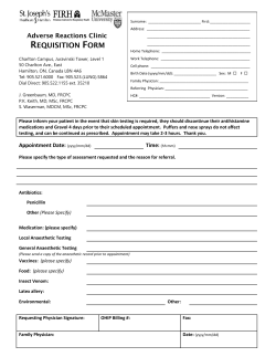 Adverse Reactions Clinic Requisition Form