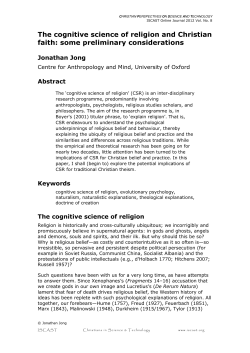 The cognitive science of religion and Christian faith: some