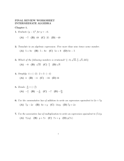 FINAL REVIEW WORKSHEET INTERMEDIATE ALGEBRA Chapter