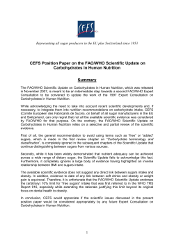 FAO/WHO Scientific Update on Carbohydrates in