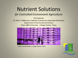 Nutrient Solutions - Foundation for the Development of Controlled