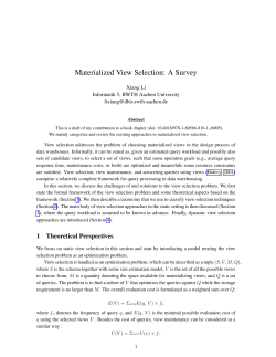 Materialized View Selection: A Survey - Informatik 5 - RWTH