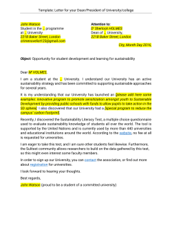 Template: Letter for your Dean/President of University/college John