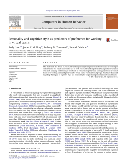 Personality and cognitive style as predictors of preference for