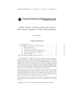 A Short Treatise on Fantasy Sports and the Law