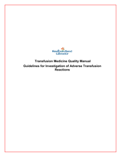 Investigation of Adverse Transfusion Reactions