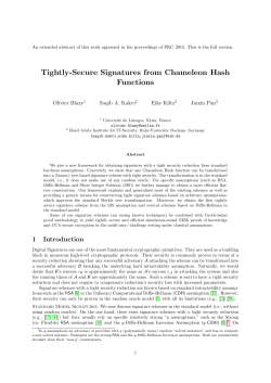Tightly Secure Signature - Cryptology ePrint Archive