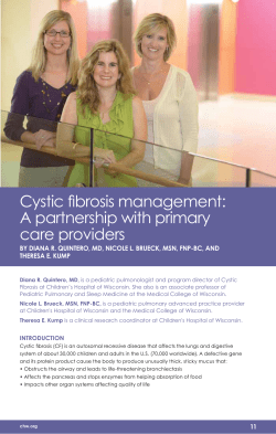 Cystic fibrosis management: A partnership with primary care providers