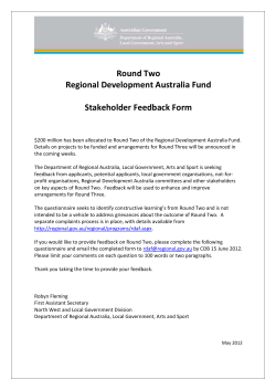 Round Two Regional Development Australia Fund Stakeholder