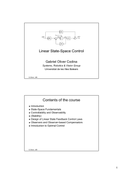 Linear State-Space Control Contents of the course