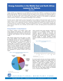 Energy Subsidies in the Middle East and North Africa