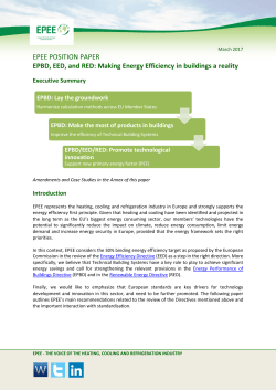 EPEE POSITION PAPER EPBD, EED, and RED: Making Energy