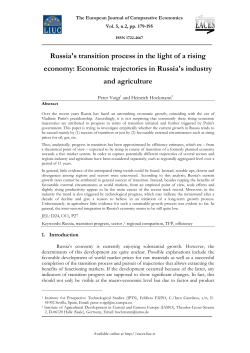 Russia`s transition process in the light of a rising economy