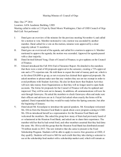 Council of Organization Minutes, December 2nd, 2016