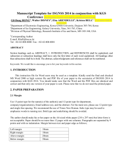 Manuscript Template for ISGNSS 2014 in conjunction with KGS