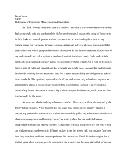 Philosophy of Classroom Management