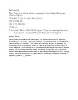 A Taxonomy for learning, teaching, and assessing
