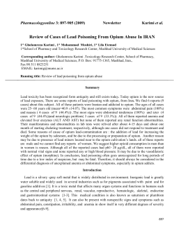 Review of Cases of Lead Poisoning From Opium Abuse In IRA