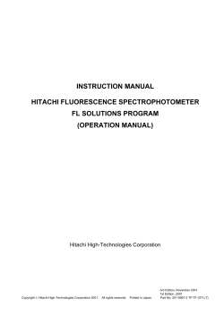INSTRUCTION MANUAL HITACHI FLUORESCENCE