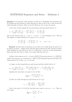 MATH10242 Sequences and Series: Solutions 4
