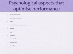 Psychological aspects that optimise performance