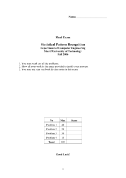 Name: Final Exam Statistical Pattern Recognition Department of