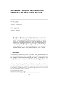 Marriage as a Rat Race - School of Economics Home Pages Server