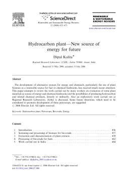 Hydrocarbon plant&mdash;New source of energy for future