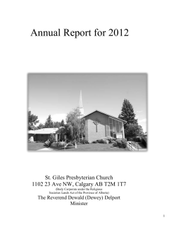 Archives &ndash; report for 2012 - St. Giles Presbyterian Church