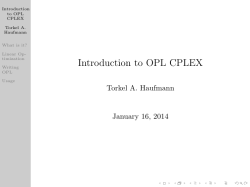 Introduction to OPL CPLEX