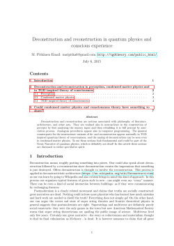 Deconstruction and reconstruction in quantum physics and