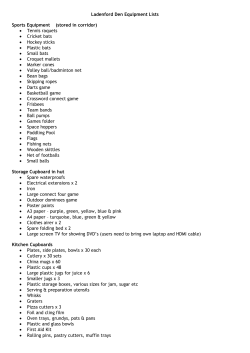 Ladenford Den Equipment Lists Sports Equipment (stored in corridor