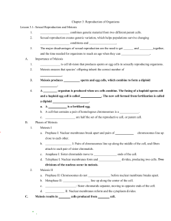 Chapter 3: Reproduction of Organisms Lesson 3.1