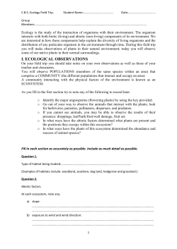 Ecology Field Trip Work Sheet