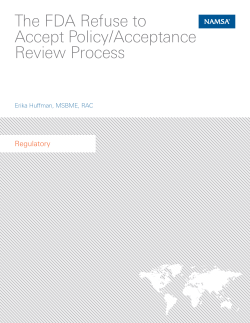 The FDA Refuse to Accept Policy/Acceptance Review