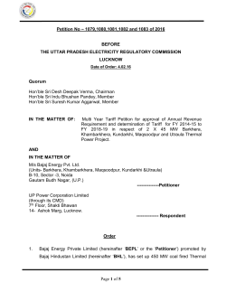 Petition No - Uttar Pradesh Electricity Regulatory Commission