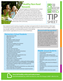 Healthy Non-food Rewards - Action for Healthy Kids