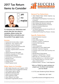 Individual ITR Items to Consider