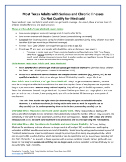 Most Texas Adults with Serious and Chronic Illnesses Do Not