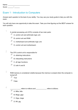 Exam 1 - Introduction to Computers 1 2 3 4