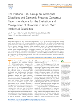 The National Task Group on Intellectual Disabilities and Dementia