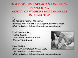 Role of Humanitarian Logistics in Assuring Safety of