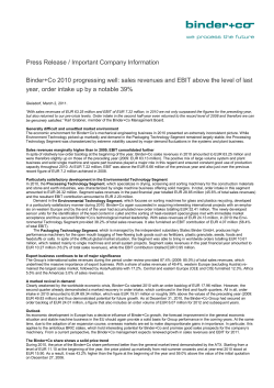 Press Release / Important Company Information