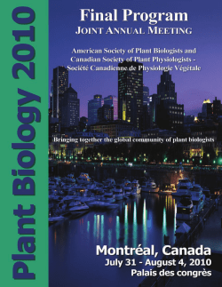 ASPB Meeting Discount! - The Canadian Society of Plant Biologists